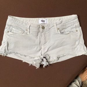 PAIGE cutoff gray denim shorts